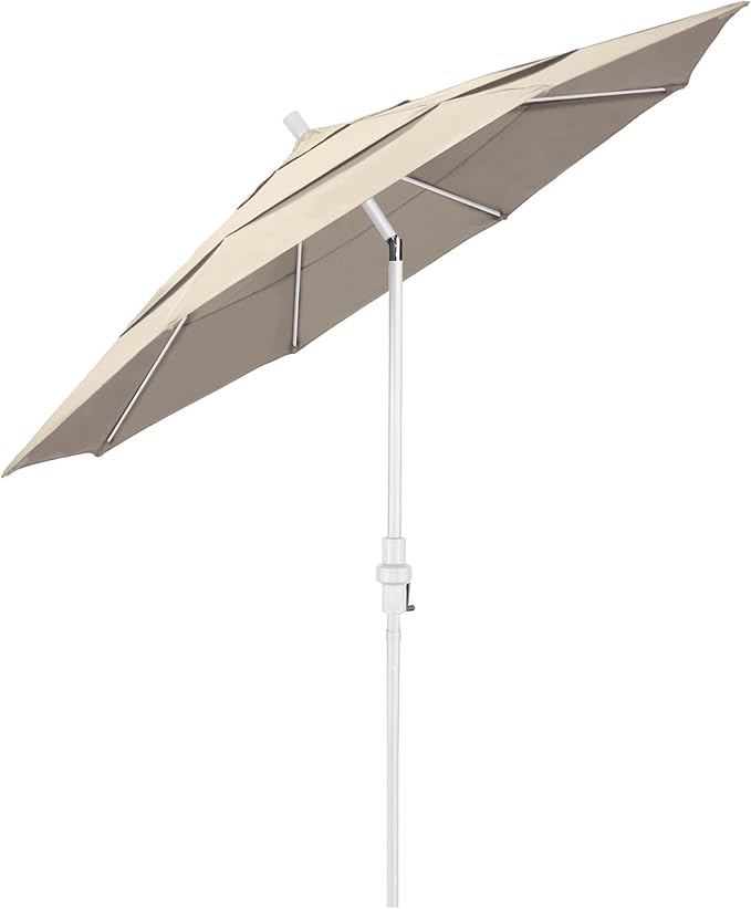 California Umbrella 11' Round Crank Lift, Collar Tilt, Aluminum Pole, Fiberglass Rib Patio Umbrella, White Finish