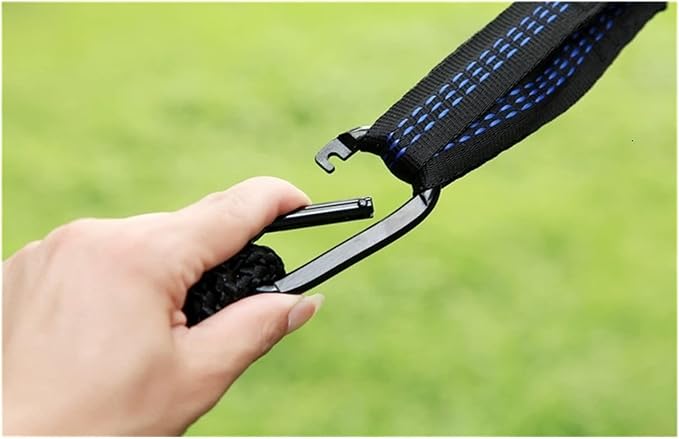Hanging Chair Swing Double Net Hammock, Easy to Install, 290 * 140cm, with Wind Rope Nails, Portable Camping Travel Cake Hammock (Color : Blue black net)