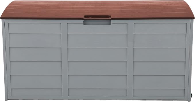 Resin Deck Box,75 Gallon 260L Outdoor Garden Plastic Storage Deck Box Chest Tools Cushions Toys Lockable Seat (Brown)