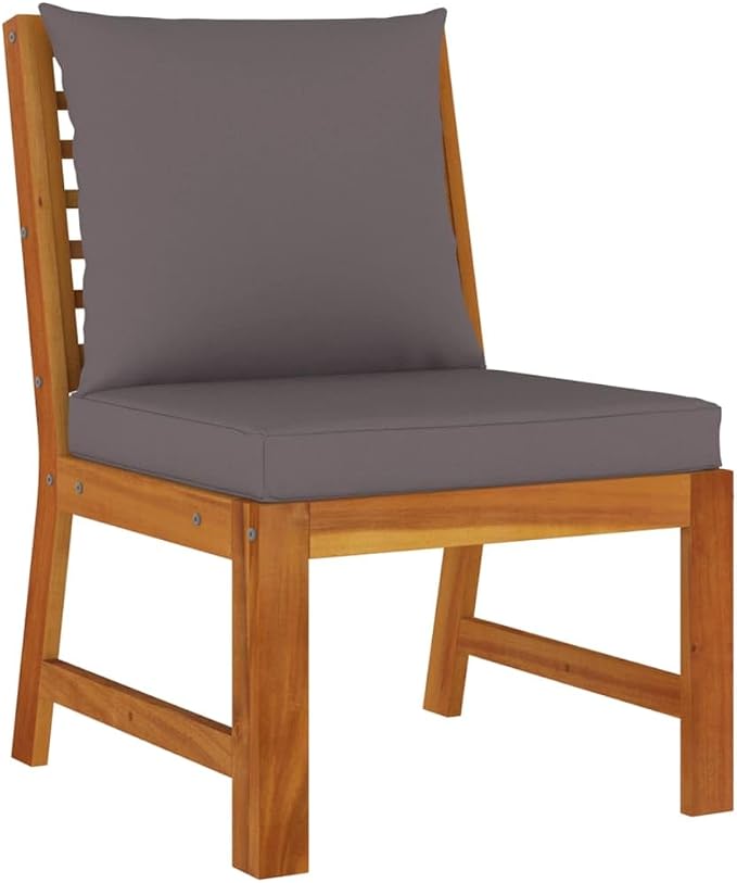 7-Piece Solid Acacia Wood Patio Dining Set with Dark Gray Cushions, Water-Resistant Outdoor Furniture for Backyard and Garden
