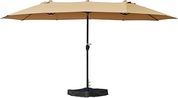 Kozyard 15 FT Double-Sided Rectangular Patio Umbrella, Base Included, Crank Lift Outdoor Patio Umbrella with UV Protection for Backyard, Pool & Garden Beige