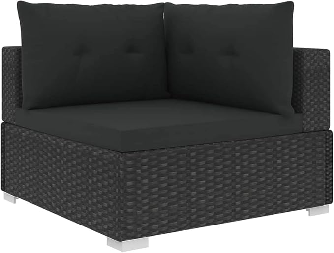 10 Piece Patio Lounge Set with Cushions, Outdoor Dining Sets Patio Conversation Set Outdoor Sofa Sets Sectional Sofa for Piazza Garden Exhibition Poolside Poly Rattan Black
