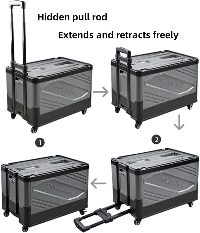 Versatile Outdoor Storage Bins with Lids, Deck Box, Folding Trolley, Shopping Cart and Camping Storage Box for Camping, Picnics and Shopping