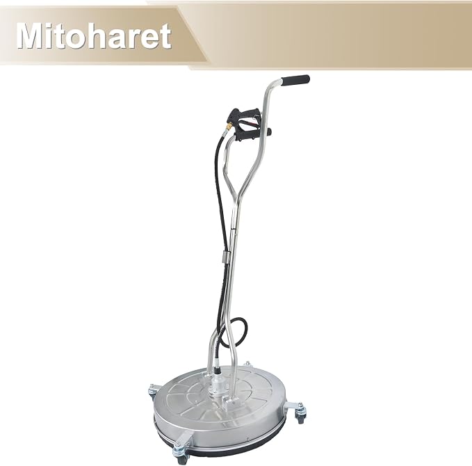 24 Inch Pressure Washer Surface Cleaner for Surface Cleaning on Floors Patios Courtyards with Handle and Four Casters