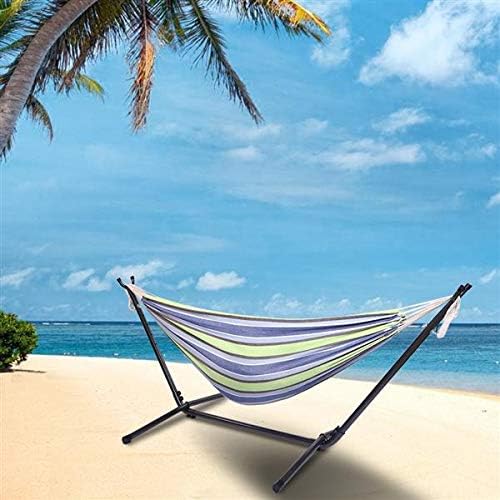 Hammock Set (Hammock Frame Small Color Bar) Natural Rope (Green Strip)