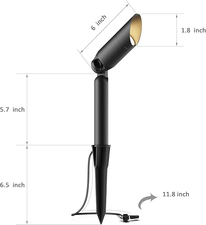 Low Voltage Landscape Spotlights 12V LED Outdoor Spot Lights for Yard Garden Tree Uplighting 3W 100 Lumens Weaterproof Die-cast Aluminum Housing 2900K Warm White 6PK