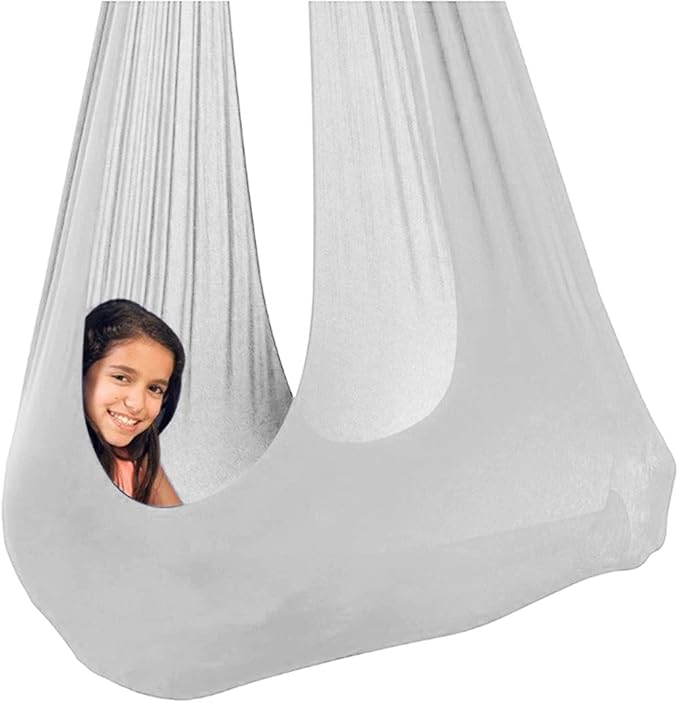 Sensory Swing for Adults Indoor Kids Therapy Swing Calming Snuggle Hammock Durable Soft Strong Fabric Swing Excellent stretchability Includes Hanging Hardware (Color : White, Size : 1M x 2.8M)