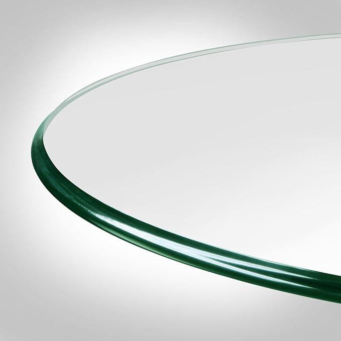 Dulles Glass 24 inch Round Glass Table Top - Tempered - 1/2" Thick Glass Surface, Safe Ogee Edge, Multipurpose for Dining Table, Patio, Coffee and End Table