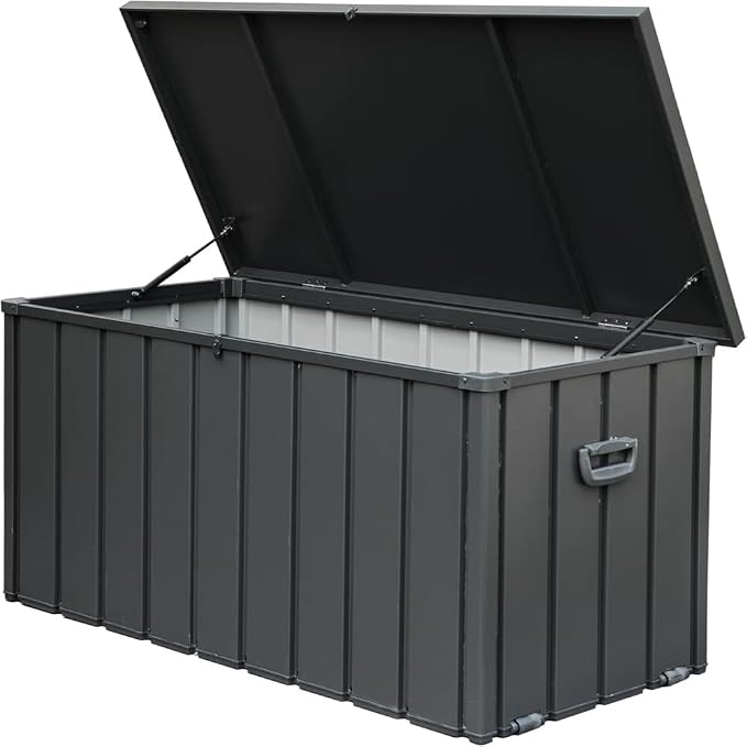 Saiveina 160 Gallon Outdoor Storage Deck Box Waterproof, Large Patio Storage Bin for Outside Cushions, Throw Pillows, Garden Tools, Lockable (Dark Gray)