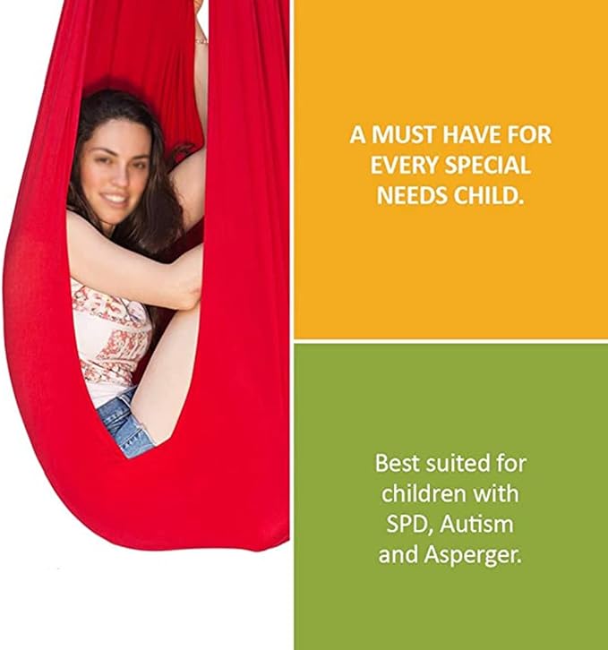NP Elastic Children Therapy Sensory Hammocks Indoor Swing Seat Aerial Yoga Hammock,Kids/Adult Elastic Swings for Autism, ADHD, Aspergers (Size : 150x280cm)