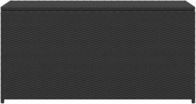 Patio Storage Box - 47.2" x 19.7" x 23.6" Outdoor Storage Chest for Garden Cushions and Tools, Poly Rattan Deck Box with Gas Lift Mechanism and Steel Frame, Black