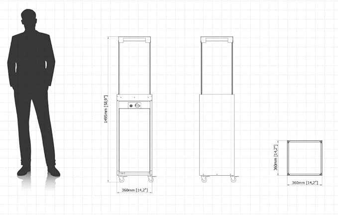 Planika Faro 41,000 BTU Propane Patio Heater 59" Modern Freestanding Glass Tower with Wheels, Smokeless 360° Flame, Cover & Regulator Included for Commercial & Residential Outdoor Spaces