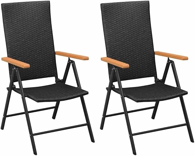 Afuera Living 3-Piece Patio Dining Set, PE Rattan and Glass, Black/Brown Finish, 31.5 x 31.5 x 29.1 in, Weather-Resistant, Compact Design, Adjustable Armrests, Indoor/Outdoor Table and Chairs for