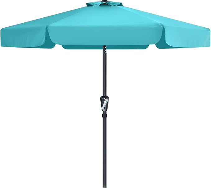 MASTERCANOPY 7.5ft Patio Umbrella with Valance, Crank and Tilt – 6 Ribs Outdoor Market Umbrella, UV/Fade Resistant, Waterproof Canopy with Wind Vent for Garden, Deck, Backyard, Pool (Turquoise)