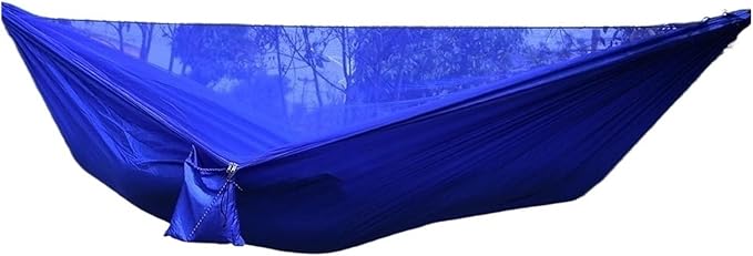 Hanging Chair Swing Double Net Hammock, Easy to Install, 290 * 140cm, with Wind Rope Nails, Portable Camping Travel Cake Hammock (Color : Blue net)