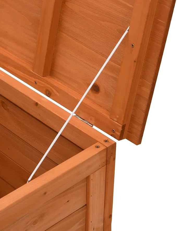 Garden Storage Box Brown Solid Fir Wood Outdoor Deck Box for Cushions and Tools Rectangular Wood Chest for Patio, Terrace and Backyard 78.1 x 19.7 x 22.2 Inches