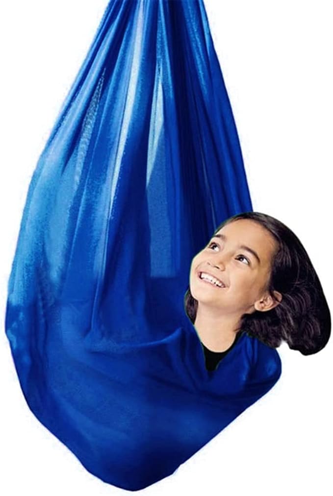 Sensory Swing for adults kids Indoor outdoor Therapy Swing Calming Snuggle Hammock durable soft strong fabric swing Great for Sensory Integration stimulation ( Color : Royal blue , Size : 1.5M x 2.8M
