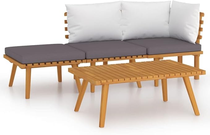 Backyard Furniture Patio Conversation Sets Outdoor Seating 4 Piece Patio Lounge Set with Cushions Solid Acacia Wood Suitable for Swimming Pool, Courtyard, Garden