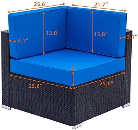 2 PCs Outdoor Patio Loveseat, Garden PE Rattan Wicker Furniture Sectional Sofa Patio Conversation Set with Cushion and Glass Table