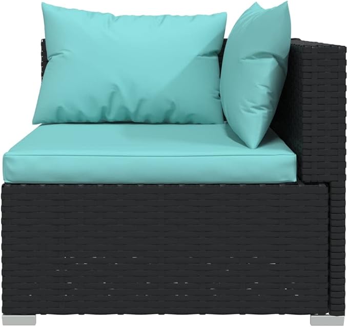 5 Piece Patio Lounge Set with Cushion, Furniture Conversation Sets Piece Patio Set Outdoor Patio Sectional Patio Lounge Set s Poly Rattan Black