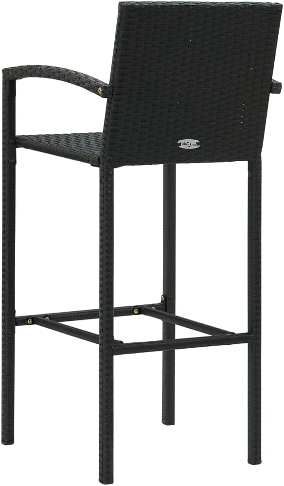 5 Piece Patio Bar Set, Porch Furniture Set Garden Lounge Set Patio Conversation Set Outdoor Dining Sets for Garden Poolside Piazza Negotiation Area with Armrest Poly Rattan Black