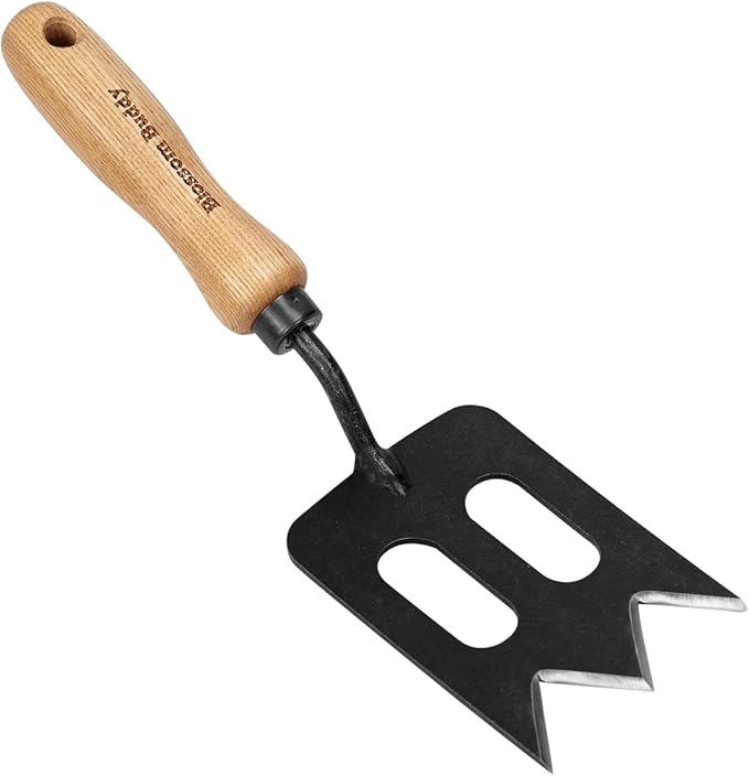 Stainless Steel Multi-Tool Spork Design, Rofessional Hand Garden Tool with Wooden Handle, Outdoor Gardening Fork