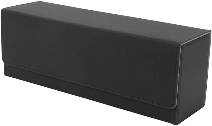Alomejor PU Leather Card Storage Box, Large Capacity Magnetic Closure Deck for 400+ Cards with Felt Lining, Elegant Design for Tarot and Game Cards (Black)