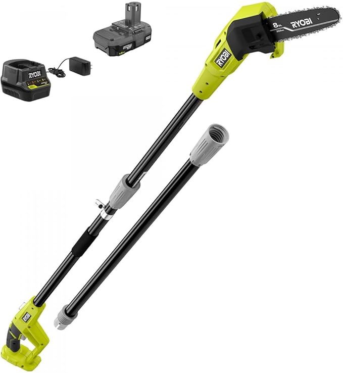 RYOBI ONE+ 18V 8 in. Cordless Oil-Free Pole Saw with 1.5 Ah Battery and Charger (Renewed)