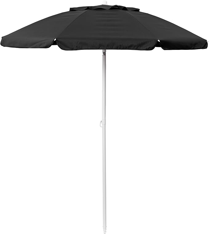 PICNIC TIME 5.5 Ft Portable Beach Umbrella, Lightweight UV Protection Sunshade with Tilt Pole & Carry Bag, Outdoor Canopy Umbrella for Beach, Sand, Pool, Patio, Camping, Travel, or Backyard Shade, (Black)