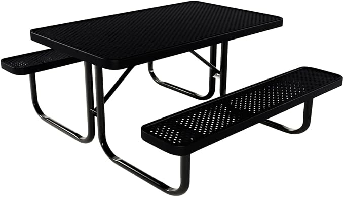 COATEDOUTDOORFURNITURE Heavy-Duty Portable Outdoor Kids Table, Punched Steel Kids Picnic Table, Commercial-Grade Picnic Table, Made in America (4ft Rectangular, Childrens, Black)