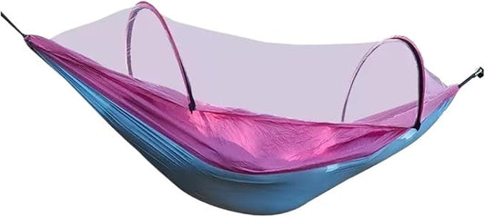 2-in-1 Camping Hammock with Mosquito Net 1.6lbs Ultralight Parachute Nylon Hanging Bed for Outdoor Survival Travel Backyard