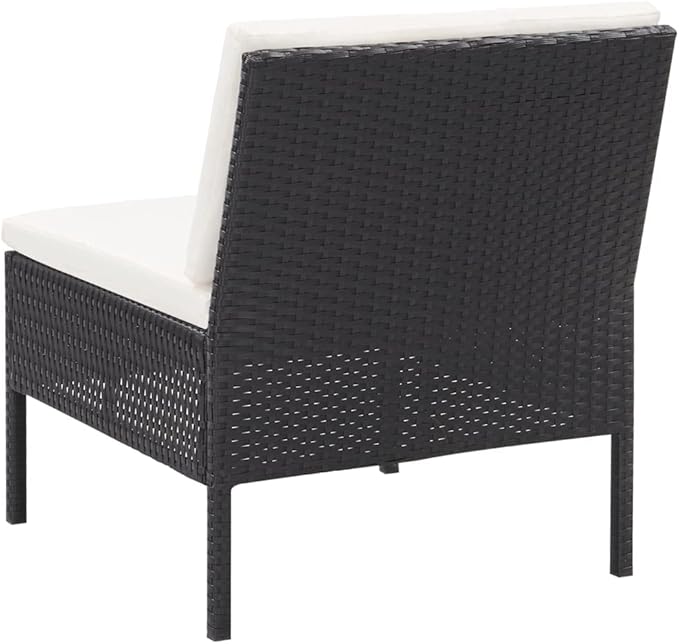 Patio Lounge Set with Cushions,Outdoor Furniture,Outdoor Furniture Sets,Patio Conversation Sets,for Garden,Deck,Backyard,6 Piece Poly Rattan Black