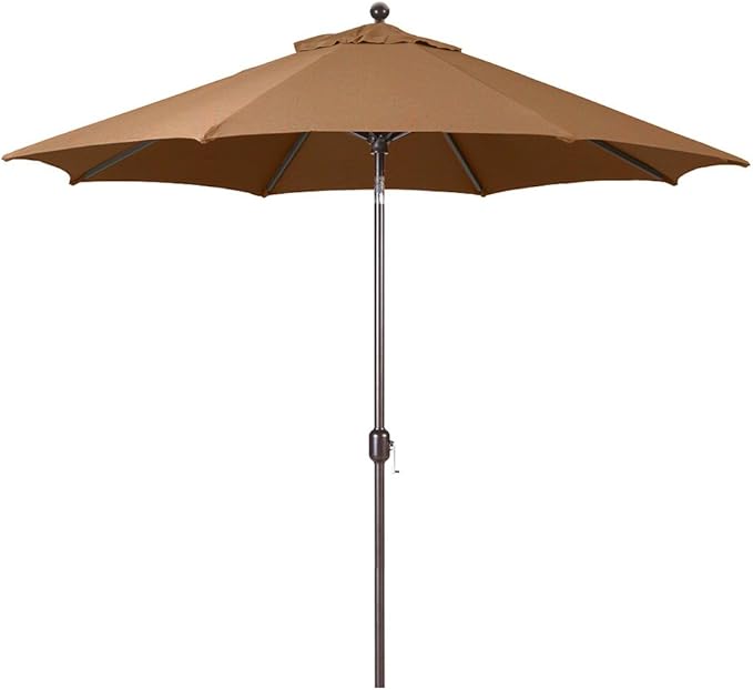 Galtech Stand Alone Patio Umbrella, Octagon Market Design with Auto Tilt, 100% Fade Resistant Fabric, 5 Year Sunbrella Warranty (9-FT Antique Bronze Frame Sunbrella: Teak)