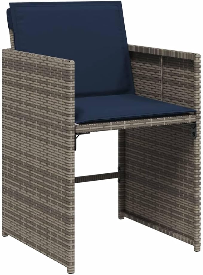 15 Piece Garden Dining Set, PE Rattan Patio Furniture with Acacia Wood Tabletop, Foldable Chairs and Stools for Outdoor Backyard Deck