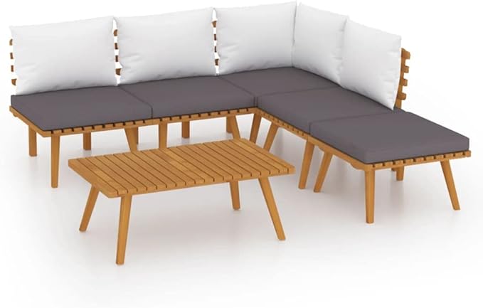 Patio Lounge Set with Cushions,Patio Furniture Sets,Patio Conversation Sets,Outdoor Furniture Sets,for Garden,Backyard,Outdoor,6 Piece Solid Acacia Wood