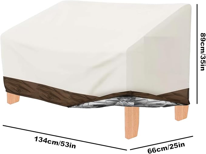 Hoypeyfiy Patio Bench Cover,Furniture Bench Cover,Waterproof Windproof Oxford Fabric Bench Cover for Furniture (White)