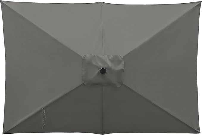 ABBLE Outdoor Patio Umbrella 10Ft x 6.5 Ft Rectangular with Crank, Weather Resistant, UV Protective Umbrella, Durable, 6 Sturdy Steel Ribs, Market Outdoor Table Umbrella, Dark Gray