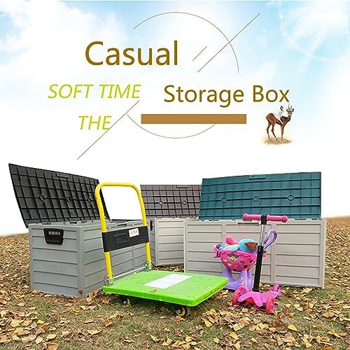Large Outdoor Storage Deck Box, Waterproof Organizer with Lock Opening and Bottom Pulleys for Patio Furniture, 65 Gallon Capacity, Ideal for Outdoor Use