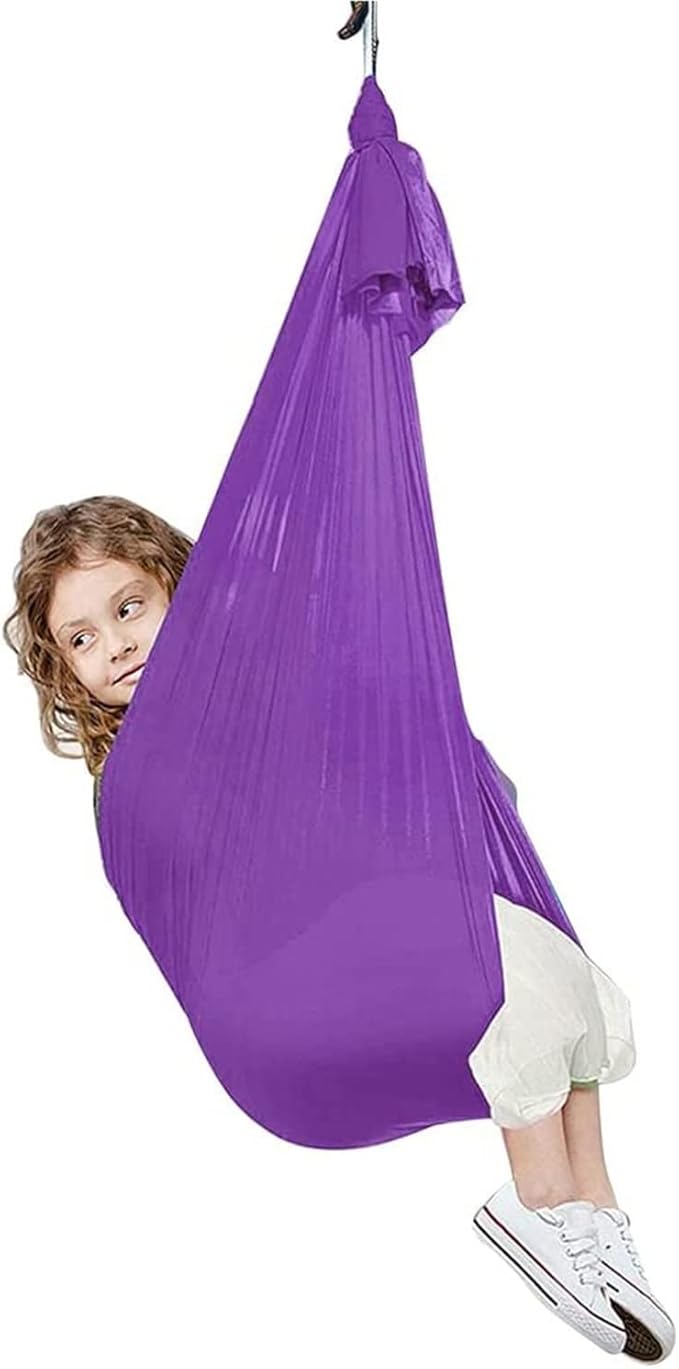 Kids Therapy Swing Indoor Outdoor Cuddle Hammock with Special Needs Snuggle Swing for Children with Autism ADHD Aspergers Sensory Integration (Color : Purple, Size : 100 * 280CM/39 * 110in)