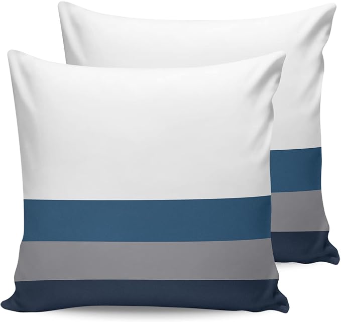 Outdoor Waterproof Pillow Covers for Patio Furniture Simple Stripe Decorative Throw Pillow Cover Geometric Pattern Pillowcases Set of 2 Cushion Case for Sofa Couch Chair Home Decor 24x24 inch