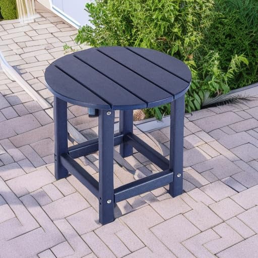 LZRS Adirondack Patio Side Table End Table, Outdoor Coffee Tables for Patio, Backyard,Pool, Indoor Companion, Easy Maintenance & Weather Resistant(Navy Blue)