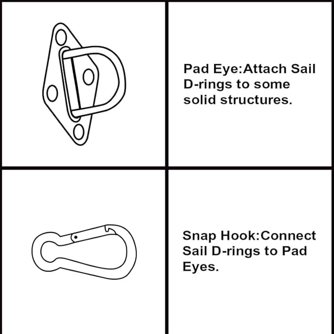 Eurmax USA 800 lb Capacity Hammock Hanging kit Shade Sail Hardware Hammock Hooks & Carabiners Suspension Ceiling Hooks for Hammock Stand,Porch,Yoga & Brazilian Hammocks,Swing Chair