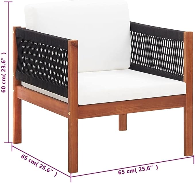 4 Piece Patio Lounge Set,Conversation Patio Furniture Seating Set Outdoor Table and Chairs for The Patio, Deck, Front Porch, Poolside or Balcony Solid Acacia Wood
