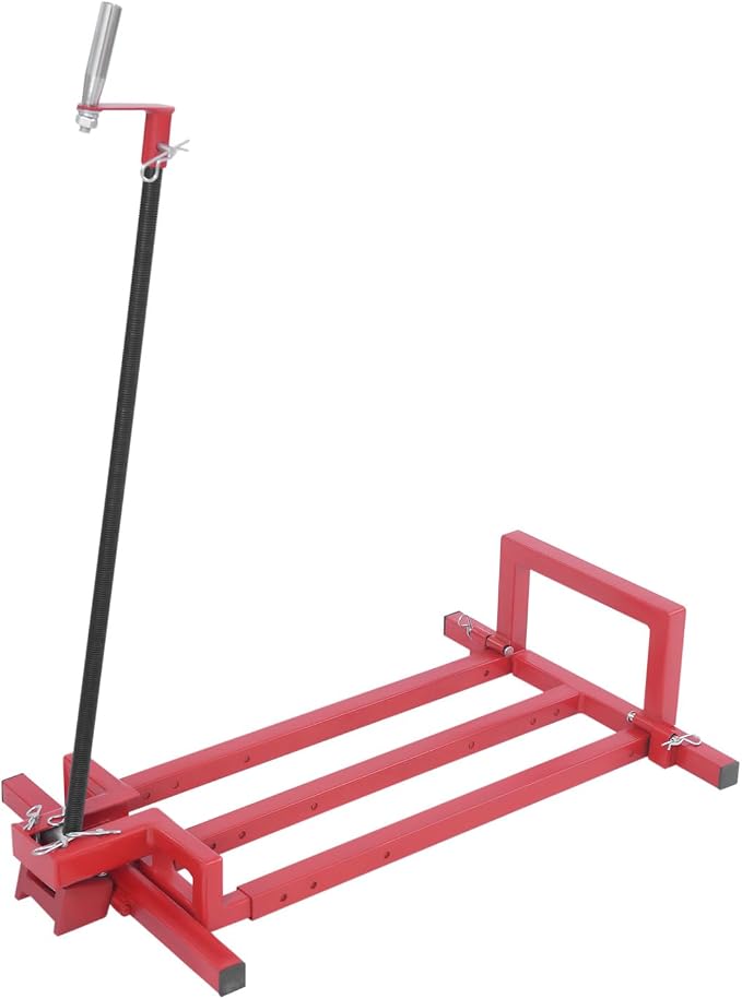 Lawn Mower Lift Jack,880 Lbs Capacity Telescopic Maintenance Jack Lawn Tractor Lift Tools Repair Bracket with Crank Handle,Foldable Ride on Lawn Tractor Lifter for Lawn Mowers and Garden Tractors,Red