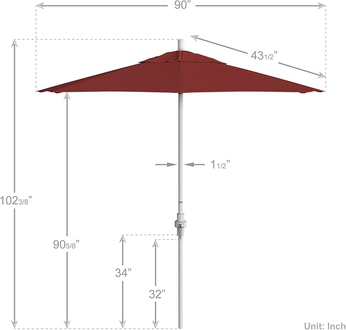 California Umbrella 7.5' Rd. Aluminum Patio Umbrella, Crank Lift, Collar Tilt, White