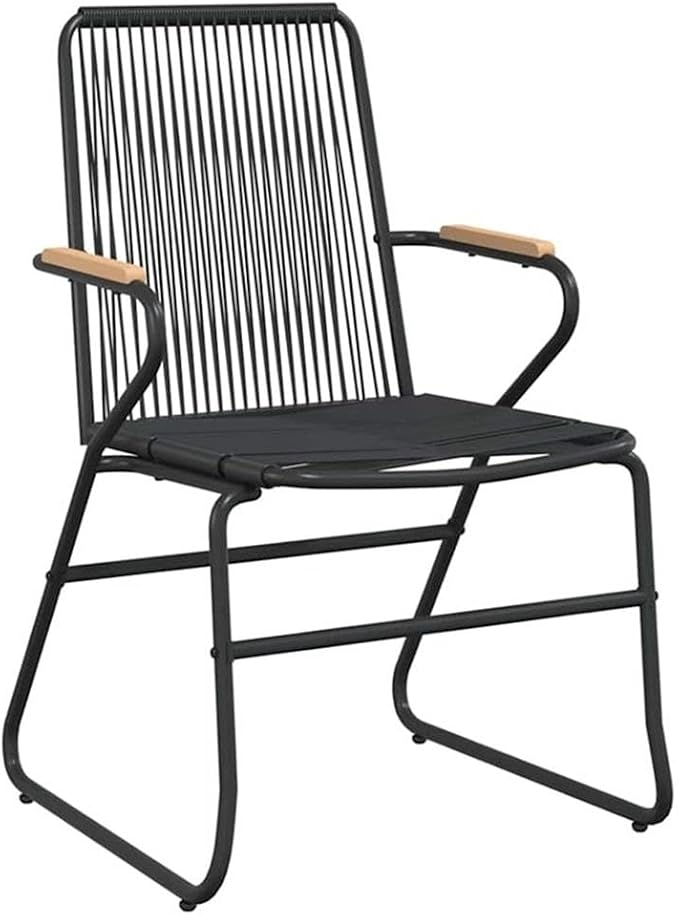 Afuera Living 7-Piece Powder-Coated Steel Patio Dining Set, Black Finish, Rectangular Table, UV-Resistant Materials, Durable Outdoor Furniture for Garden or Patio, Seating Capacity 6