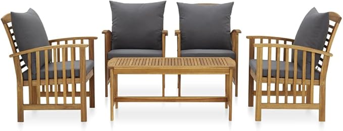 Patio Lounge Set with Cushions,Outdoor Patio Furniture,Outdoor Chat Conversation Set,Garden Furniture Sets,for Patio,Backyard,Garden,5 Piece Solid Acacia Wood