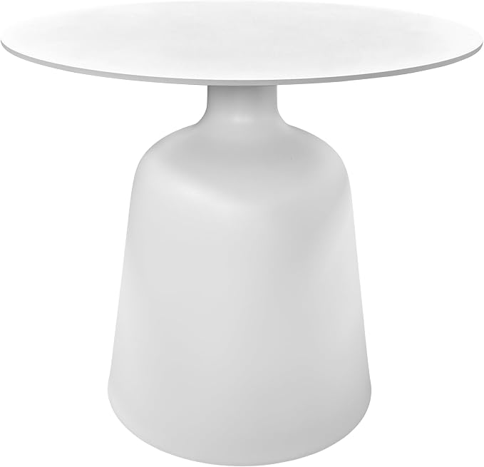 19.5" Round Pedestal Side Table, Stable Bell Base Modern Minimalist End Table, Small Coffee Accent Table for Living Room Bedroom Patio Balcony Indoor Outdoor, White