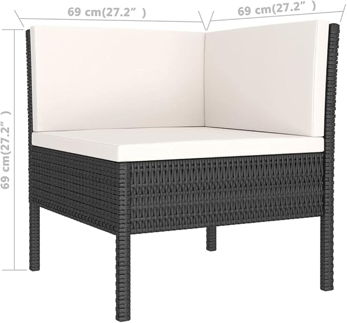 Patio Lounge Set with Cushions,Outdoor Patio Furniture,Outdoor Chat Conversation Set,Garden Furniture Sets,for Patio,Backyard,Garden,Outdoor,9 Piece Poly Rattan Black