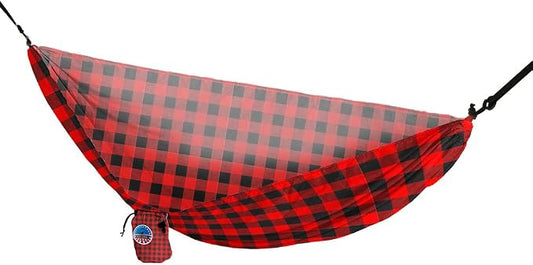 YUKON OUTFITTERS Outdoor 1.5 oz Ripstop Polyester Vista Printed Hammock w/Tree Straps, Lumberjack Plaid